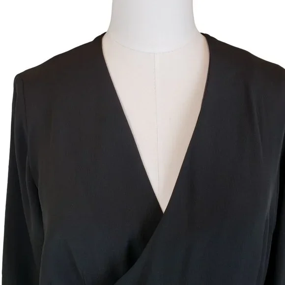 Nordstrom TopShop Black Wrap Dress Side Buckle Knee Length, 8 - Picture 5 of 10